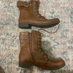 Guess combat boots - cognac brown real leather